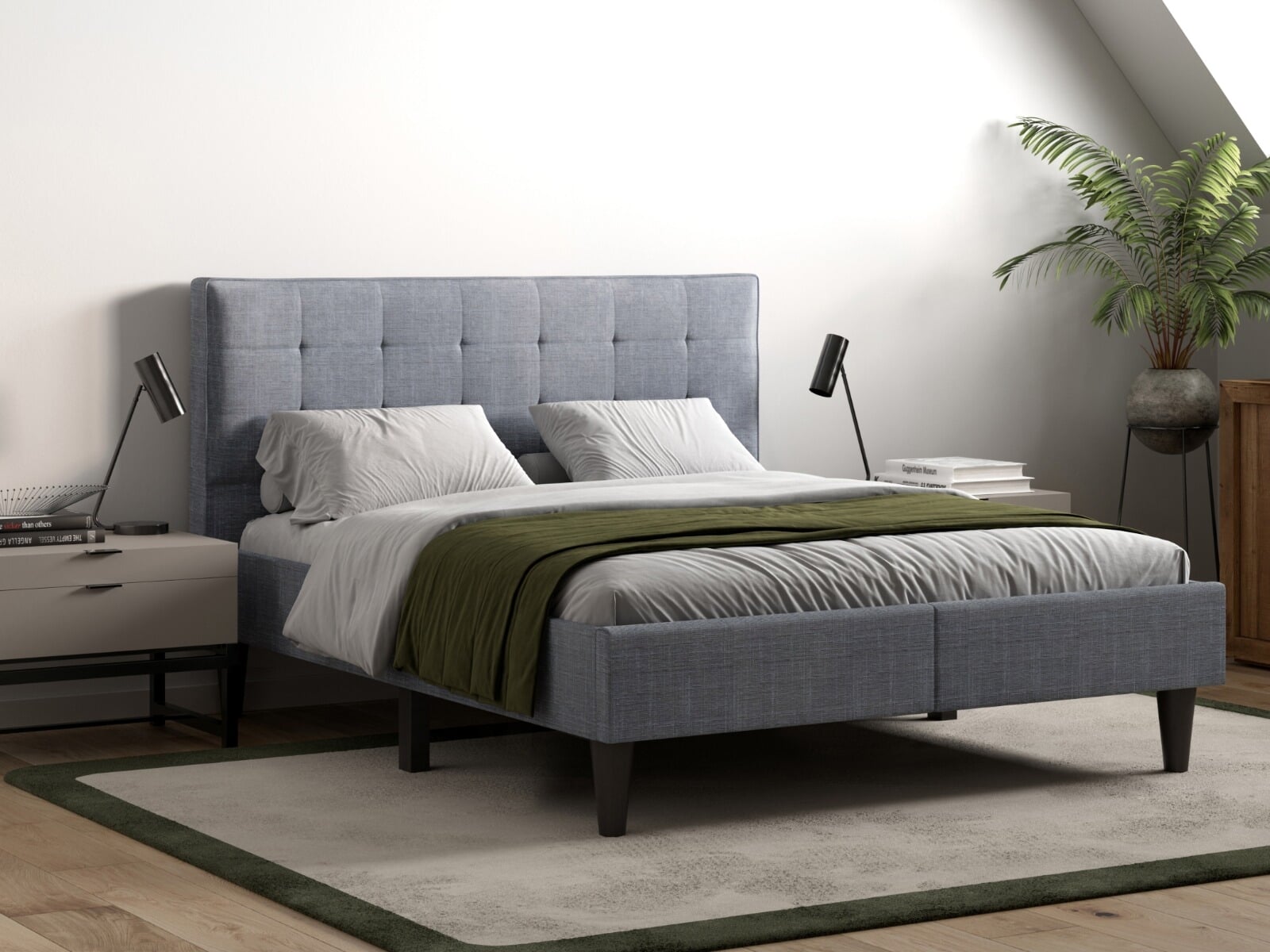 Fabric upholstered bed