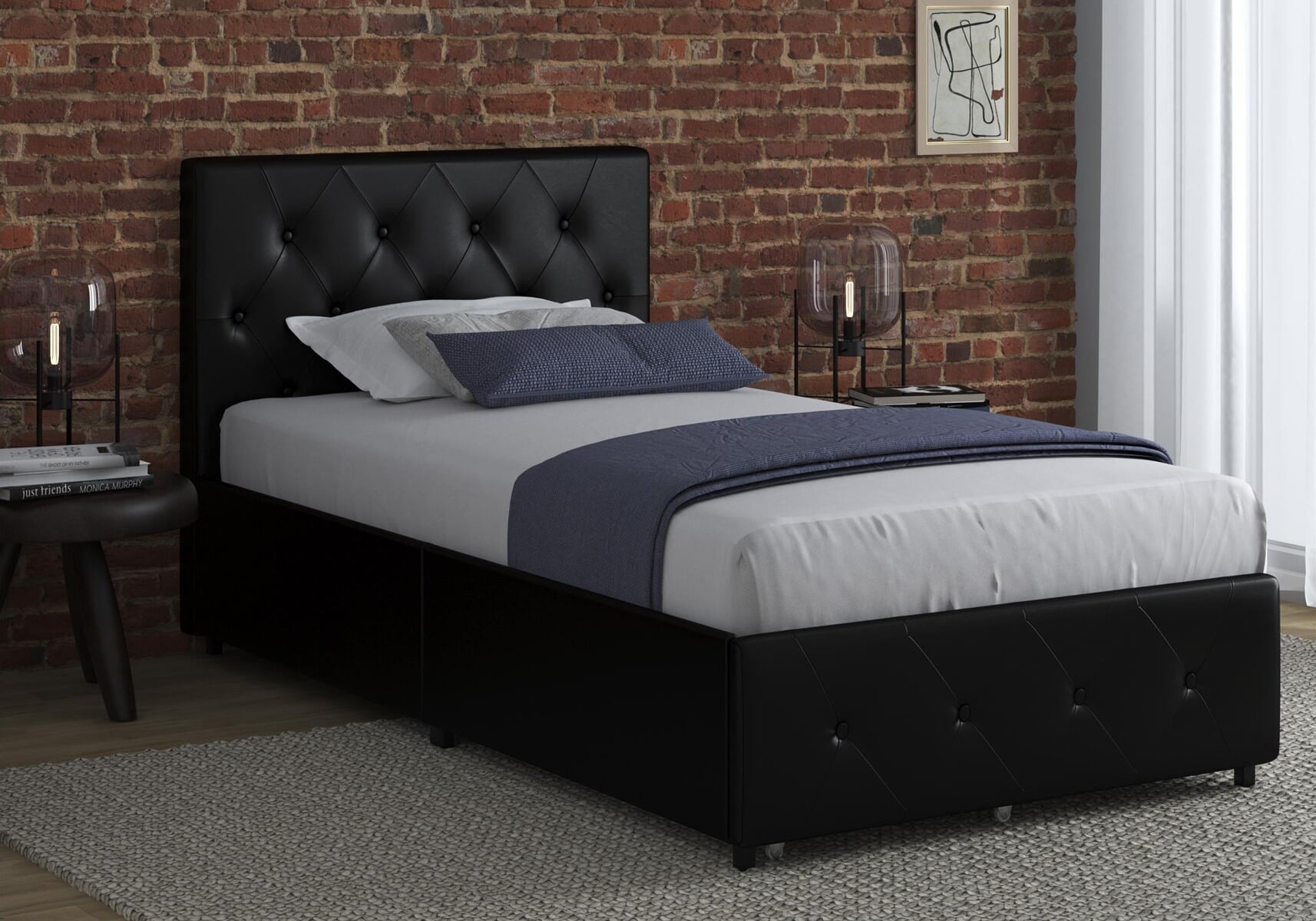 single leather beds