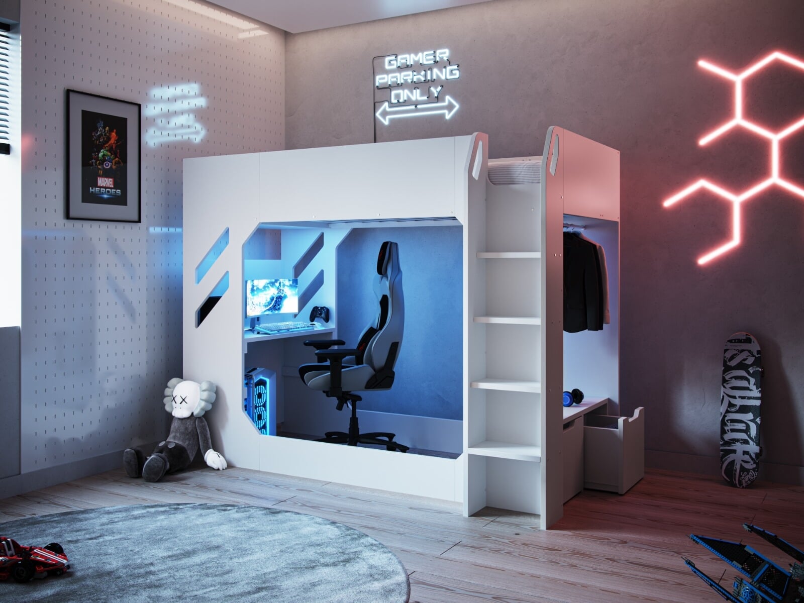 white gaming bed