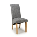Flair Karta Scroll Back Tweed Grey Dining Chair (Pair)