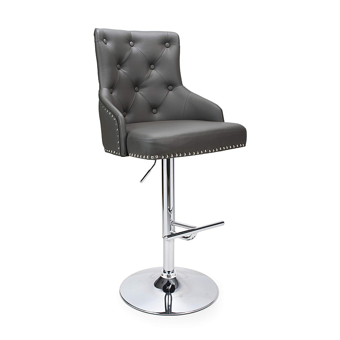 Flair Rocco Leather Effect Graphite Grey Bar Stool