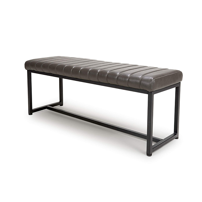 Flair Archer Leather Effect Grey Bench