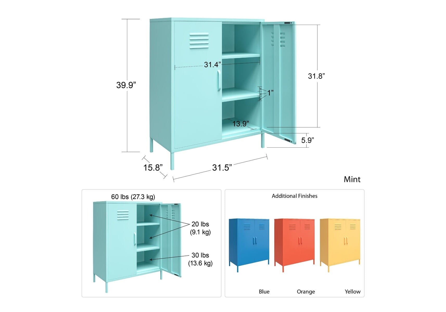 Novogratz cache 2 door metal locker storage shop cabinet