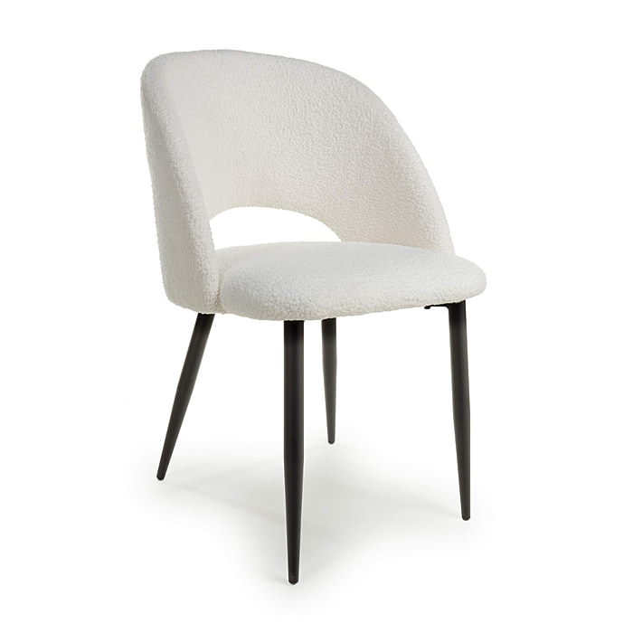 Flair Atlanta Boucle White Dining Chair (Pair)