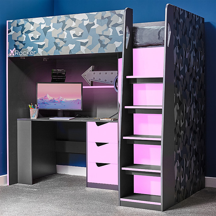 X Rocker XR Hideout Large Gaming Highsleeper with Desk