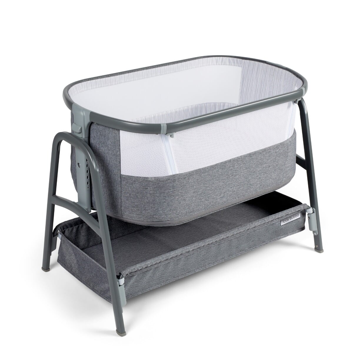 grey bedside crib