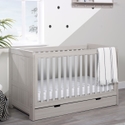 Ickle Bubba Pembrey Ash Grey Cot Bed and Under Drawer Ash Grey finish Modern style Under drawer on castors