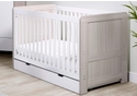 Ickle Bubba Pembrey Ash Grey and White Cot Bed with Under Drawer Modern design