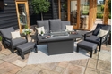 Maze Manhattan Reclining 3 Seat Sofa Set with Fire Pit Table & Footstools