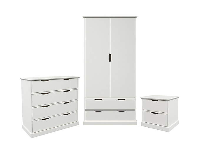 Noomi Aponi Wardrobe With 4 Drawer Chest & Night Stand Pair Set

