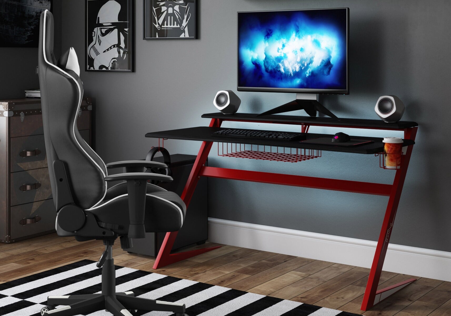 angled gaming desk