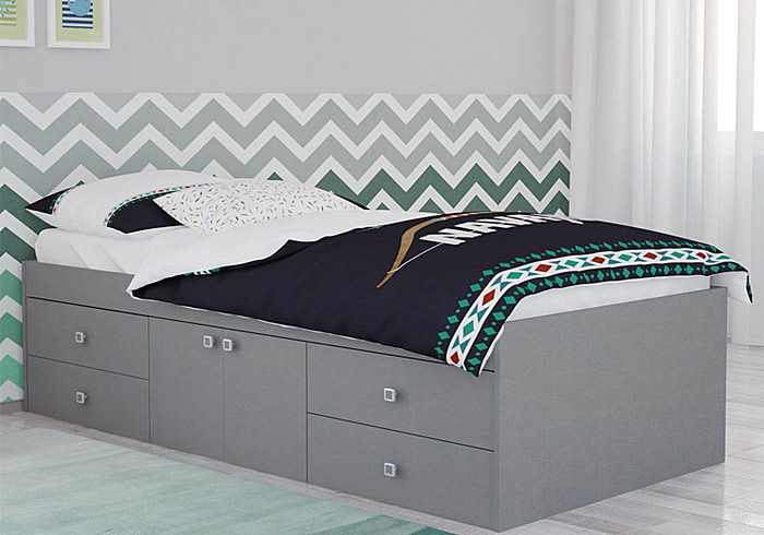 Kidsaw Arctic Multi Drawer Single Bed Grey