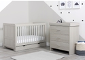 Ickle Bubba Pembrey Cot Bed, Under Drawer and Changing Unit Modern design ash grey and ash grey and white options
