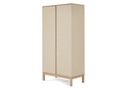 Modern double wardrobe featuring 2 hanging rails and shelf above. Satin and natural finish.