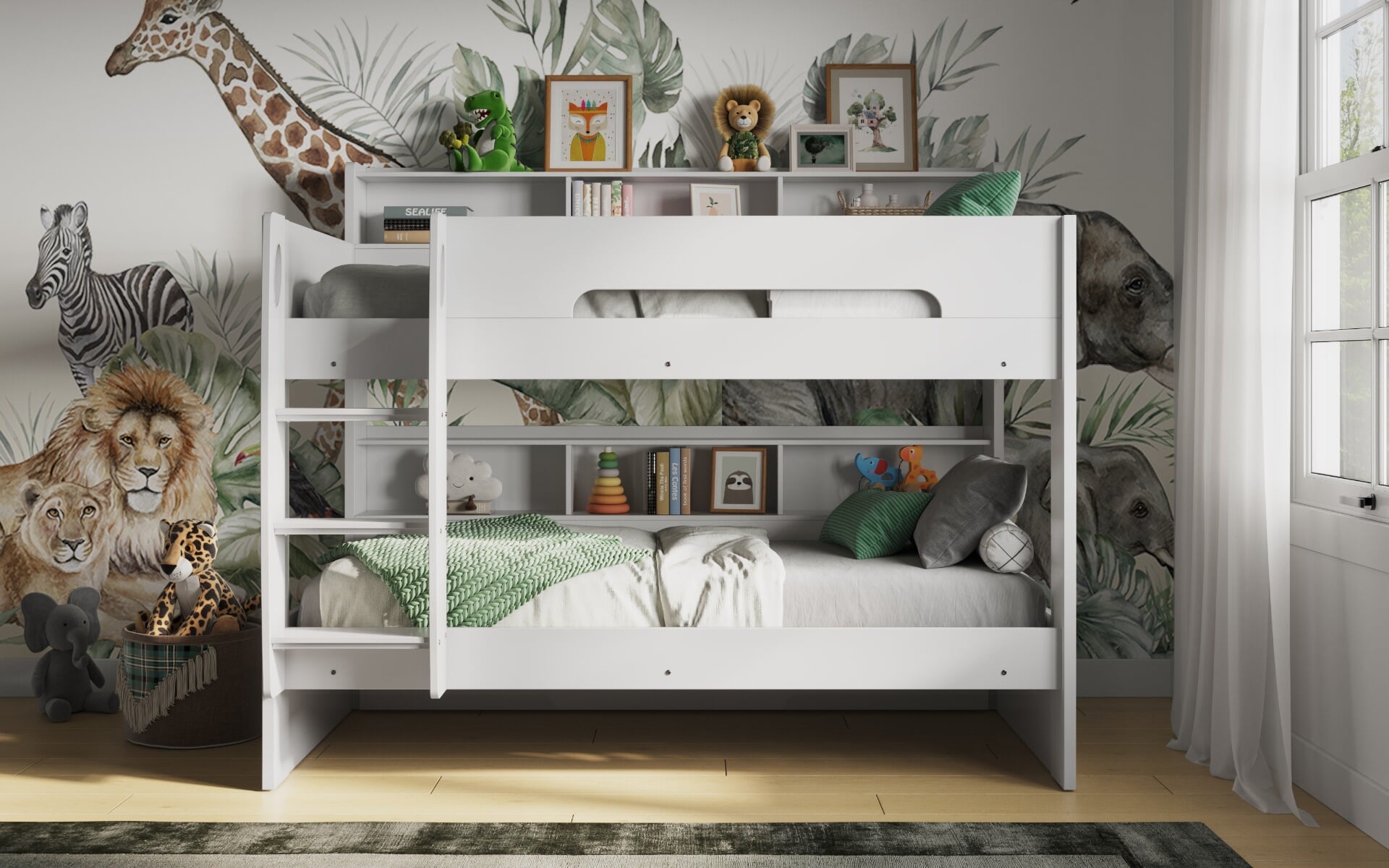 Flair Interstellar Bunk Bed White With Shelving