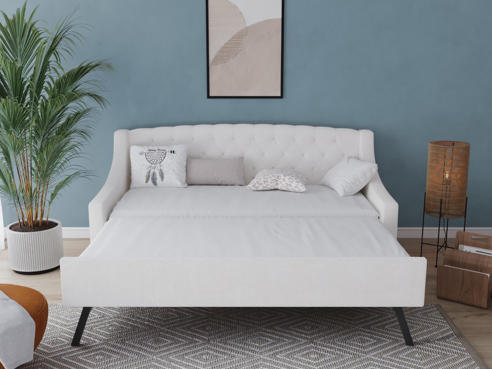 Flair Aurora White Boucle Daybed