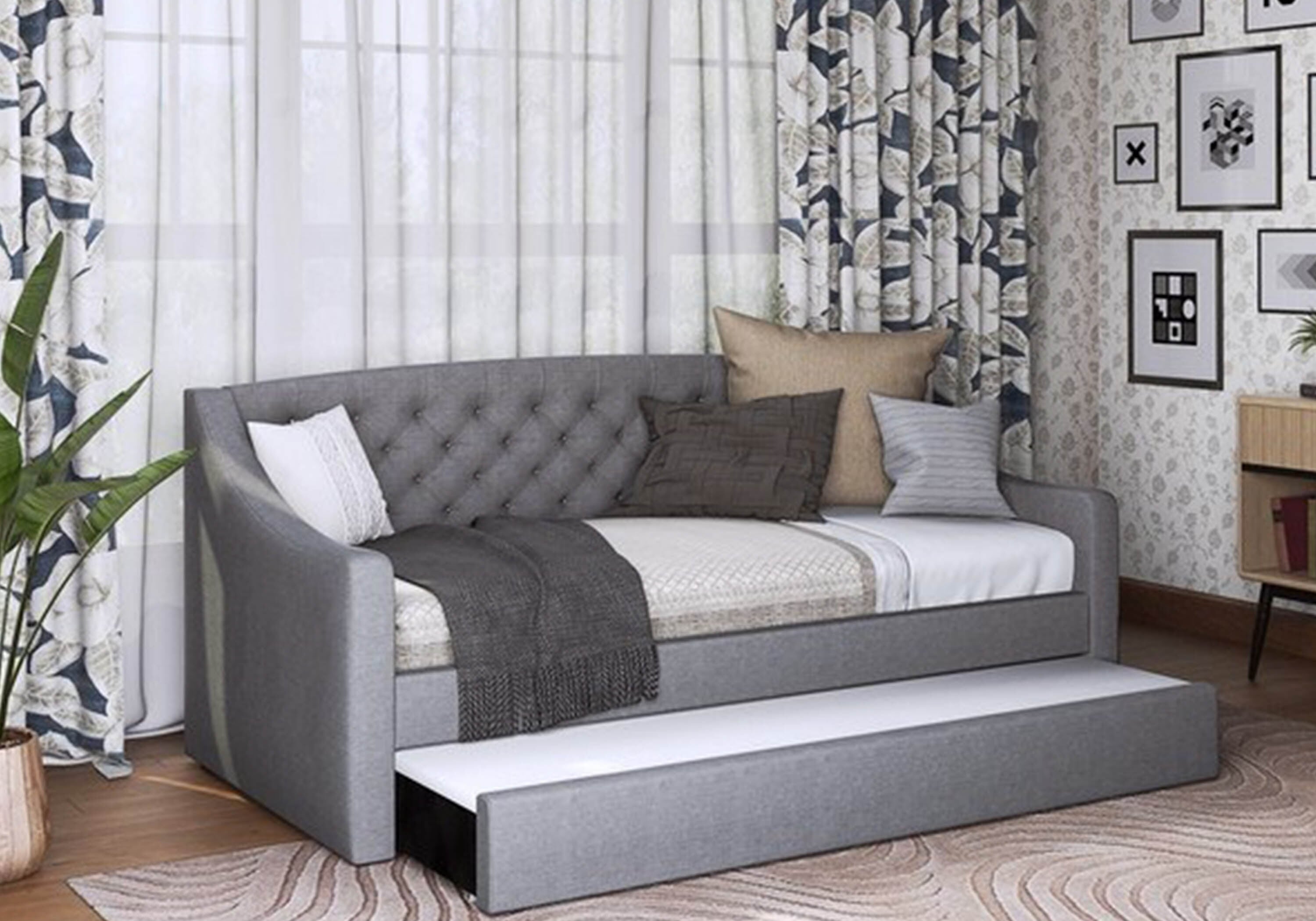 Grey fabric outlet daybed