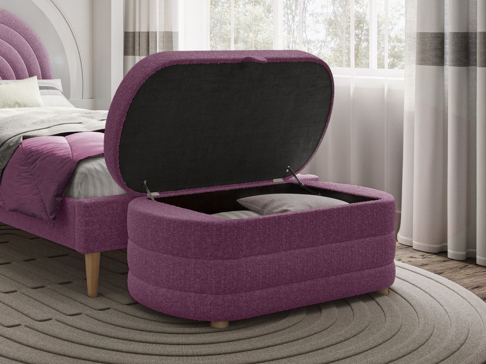 Flair Ava Boucle Ottoman Storage Box | Bed Kingdom