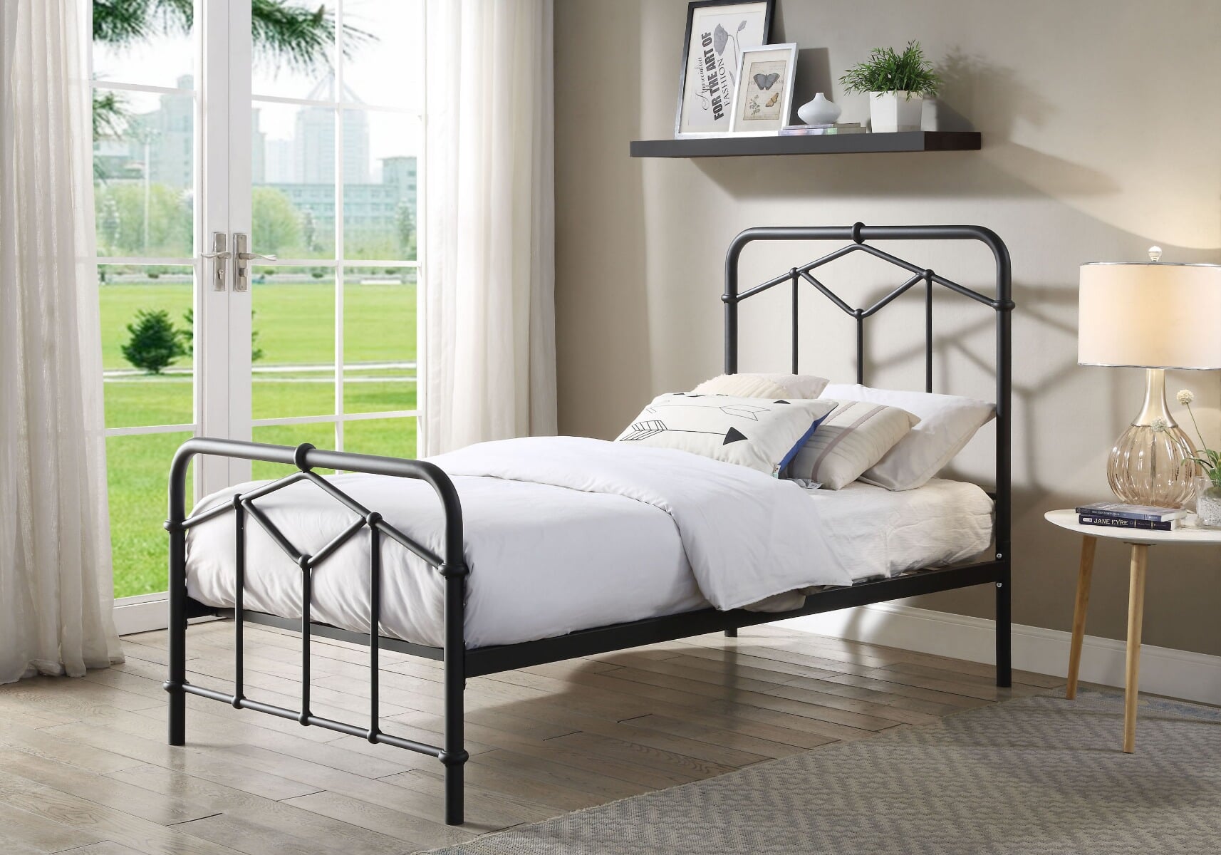 Twin black outlet metal headboard