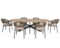 Maze Bali Rope Weave 6 Seat Oval Fixed Dining Set