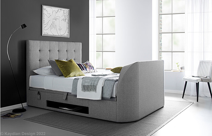 Kaydian Barnard Fabric Ottoman Multimedia Bed Frame In Grey  