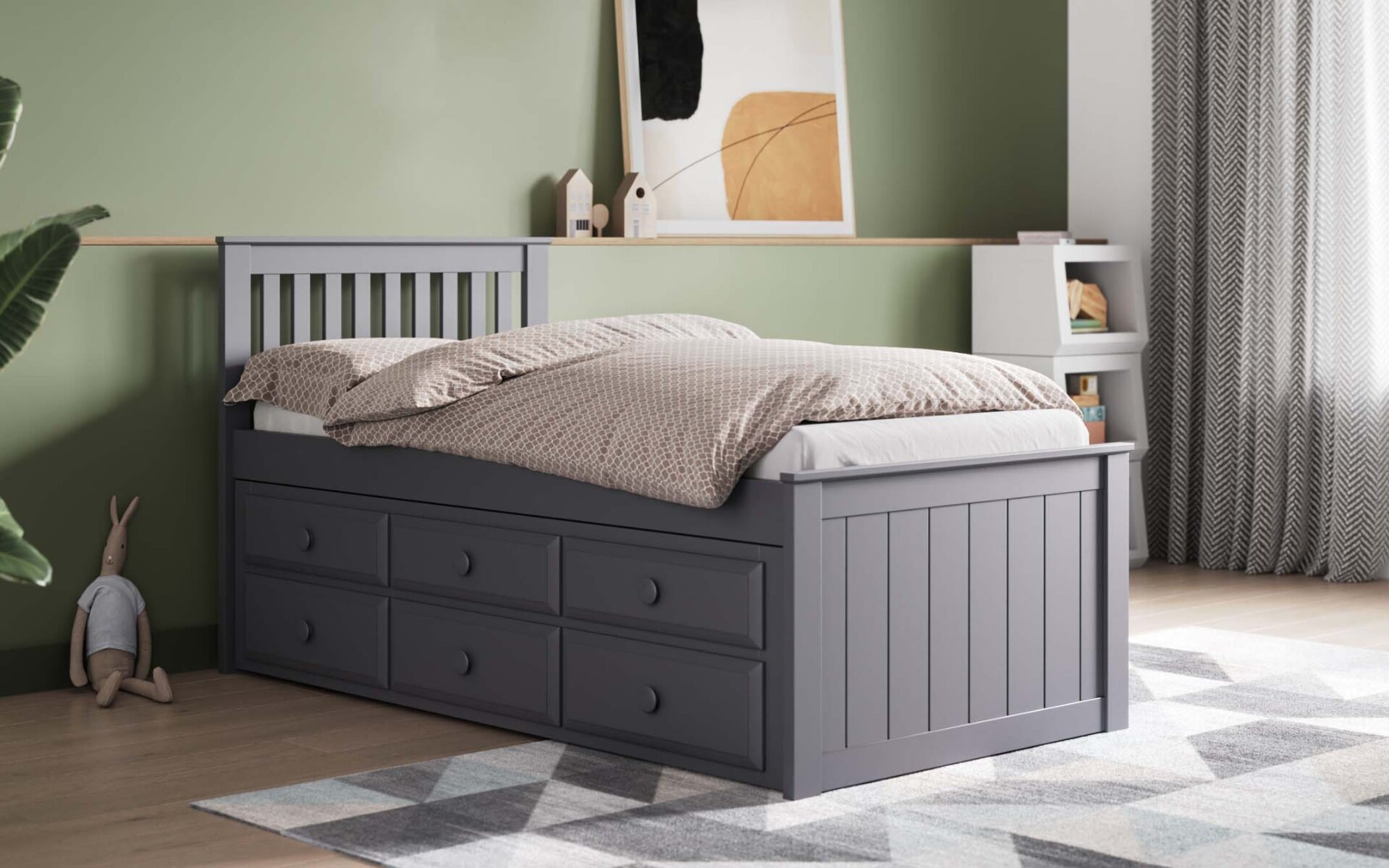 Captain single bed best sale frame with drawers