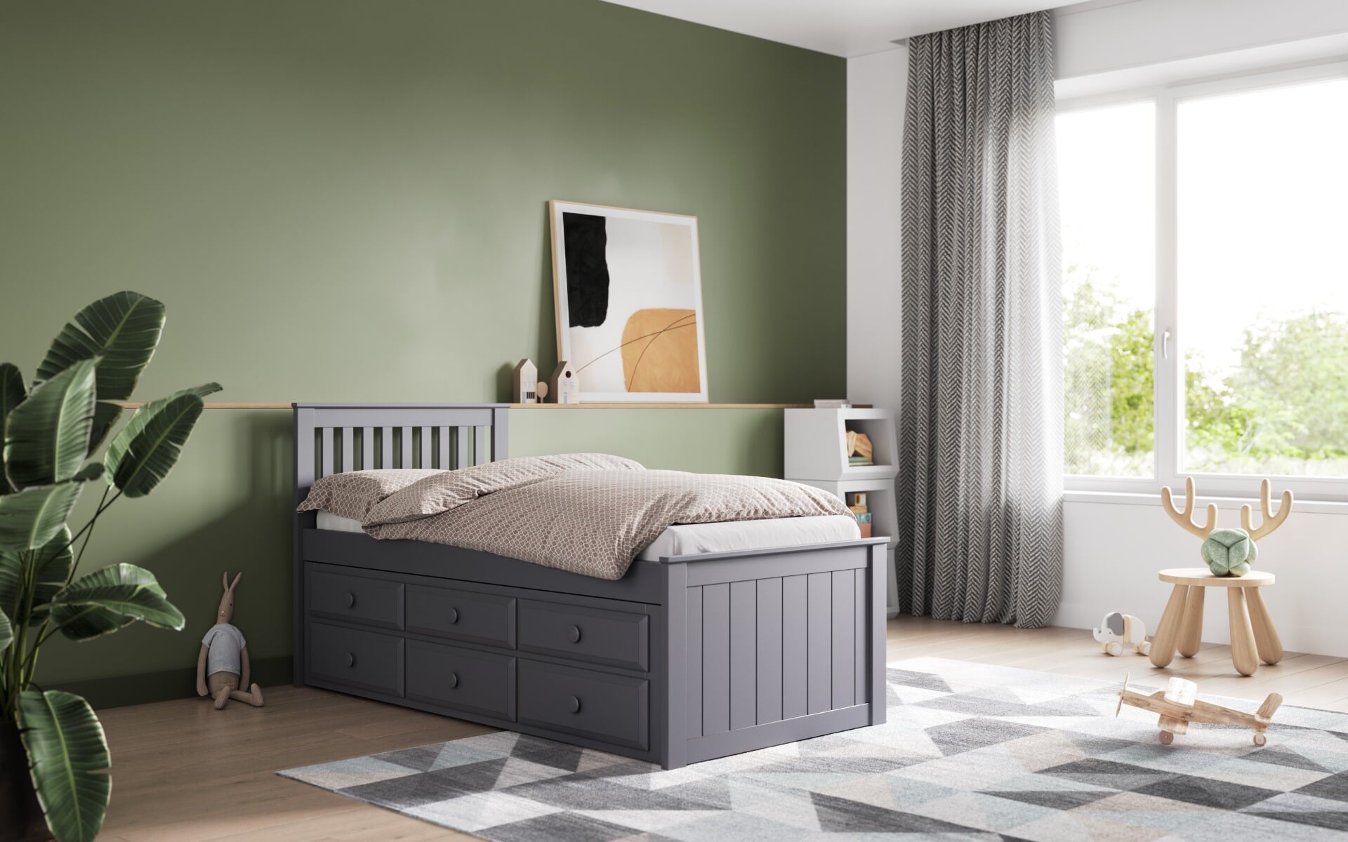 Captain single bed best sale frame with drawers