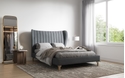 Grey Fabric Nordin Bed frame with wooden legs