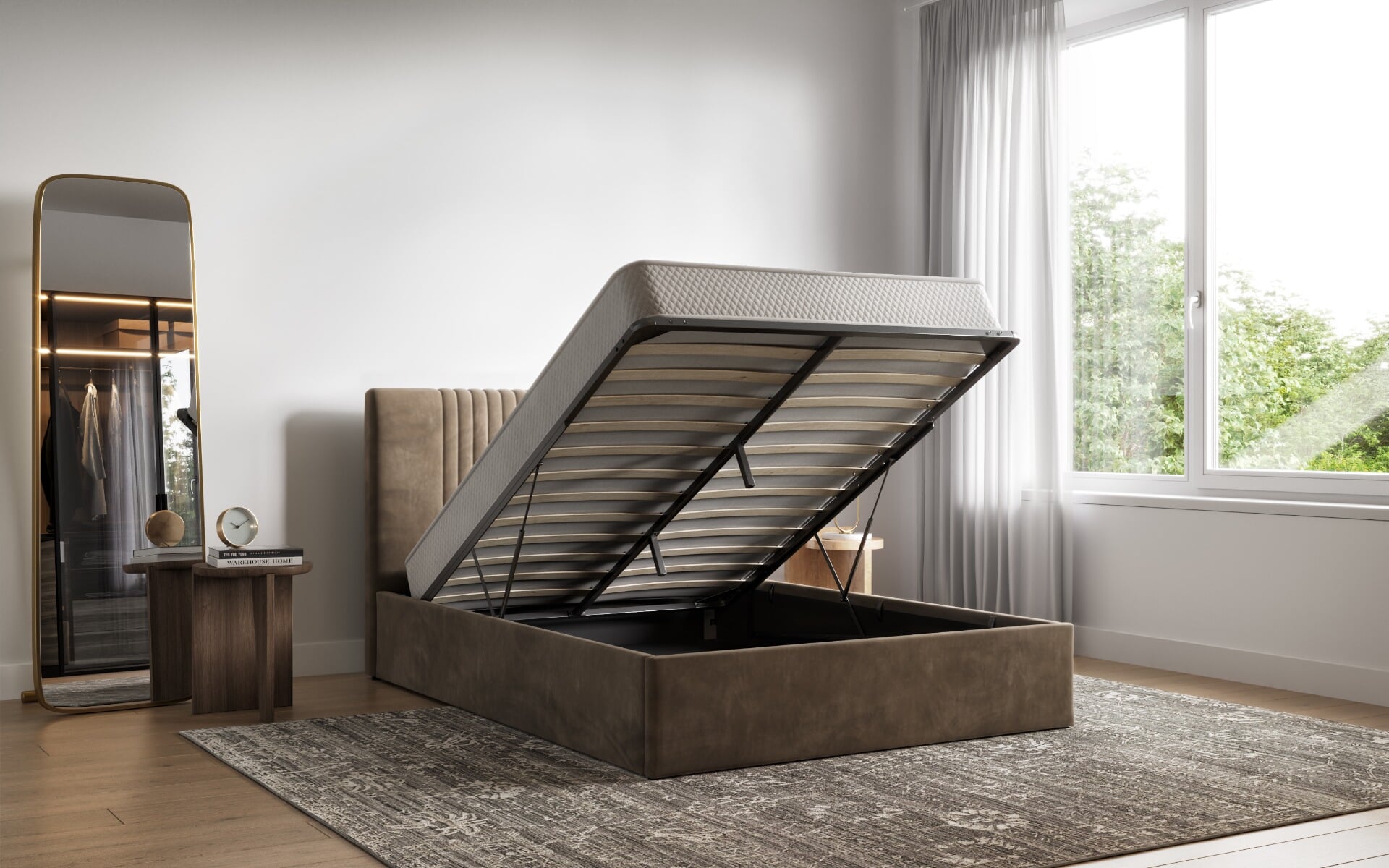 Flair Velvet Sonar Ottoman Bed