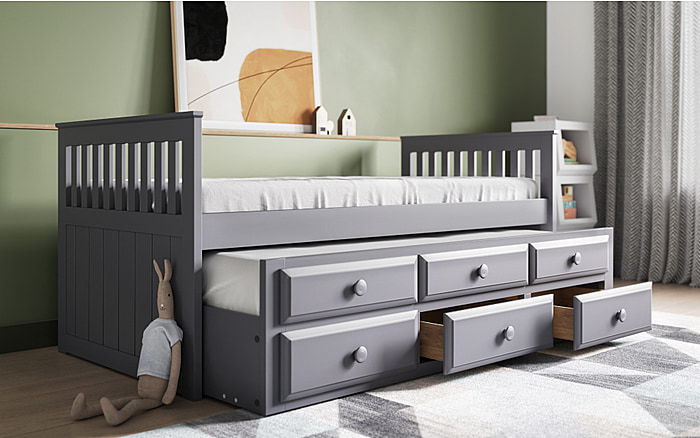 Flair Vancouver High Foot Captains Bed With Drawers Grey