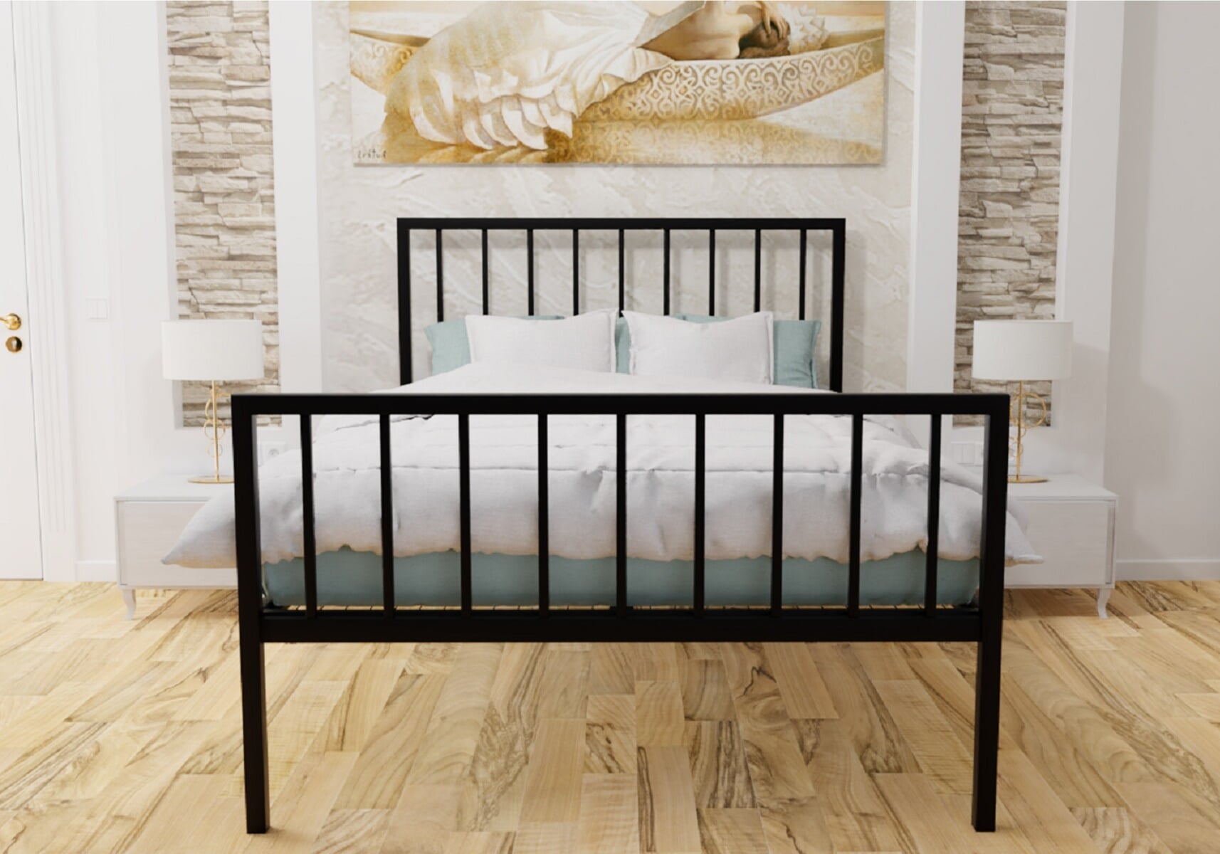 Iron bed deals double size