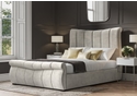 Elegant velvet upholstered ottoman bed frame in a luxurious sleigh style. Beautiful light grey finish.