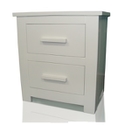 White bedside cabinet with two drawers. Sturdy hardwood construction by Flintshire Furniture