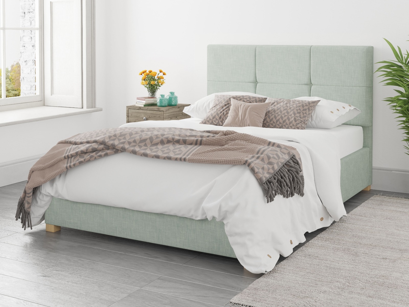 green double bed