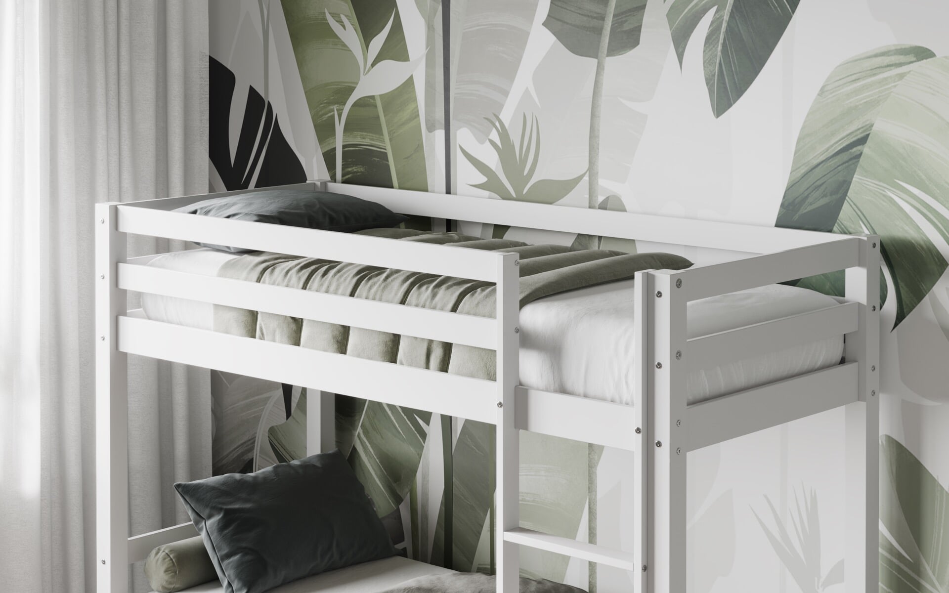 White shorty bunk beds top