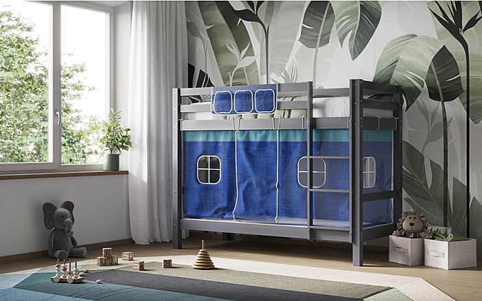 Flair Callisto Shorty Bunk Bed Frame Grey With Accessories