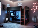 Recoil Shuttle High Sleeper Pod Bed Gaming Desk Bed with drawers and clothes hanging rail Black