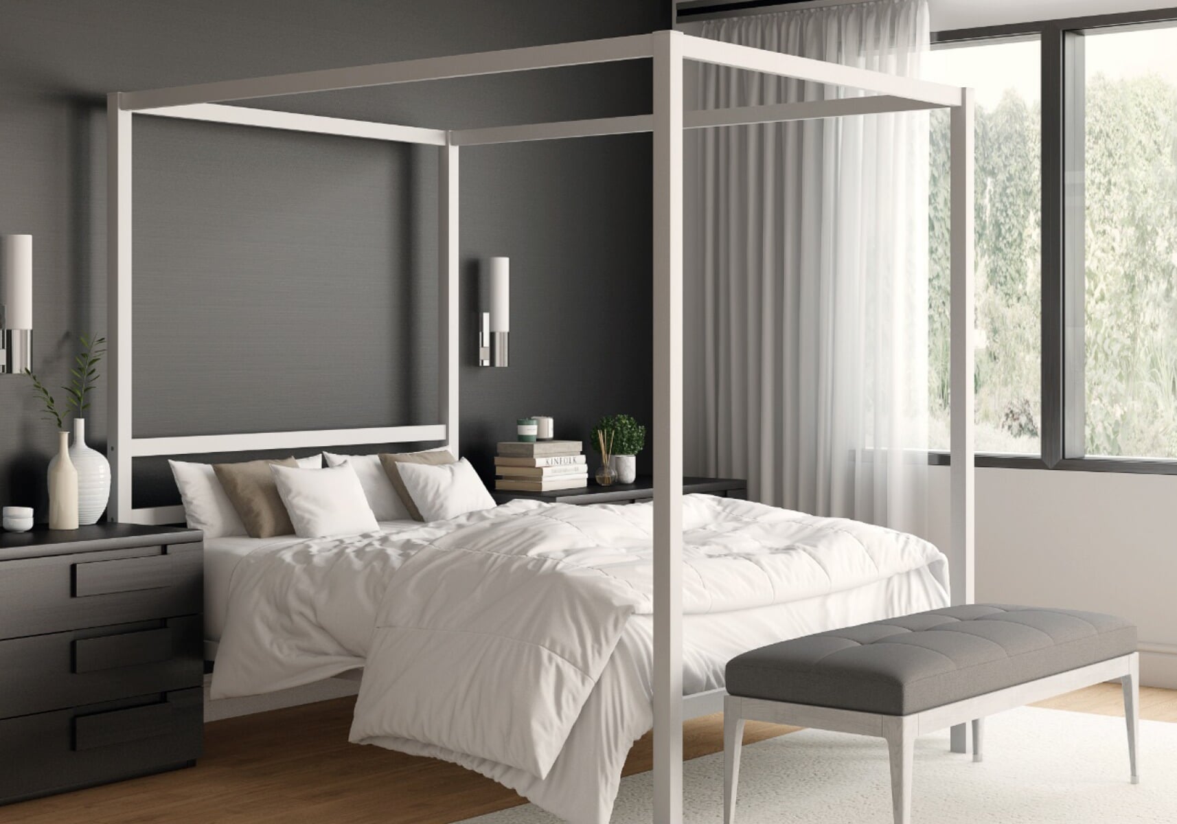 Rosedale metal 2024 canopy bed