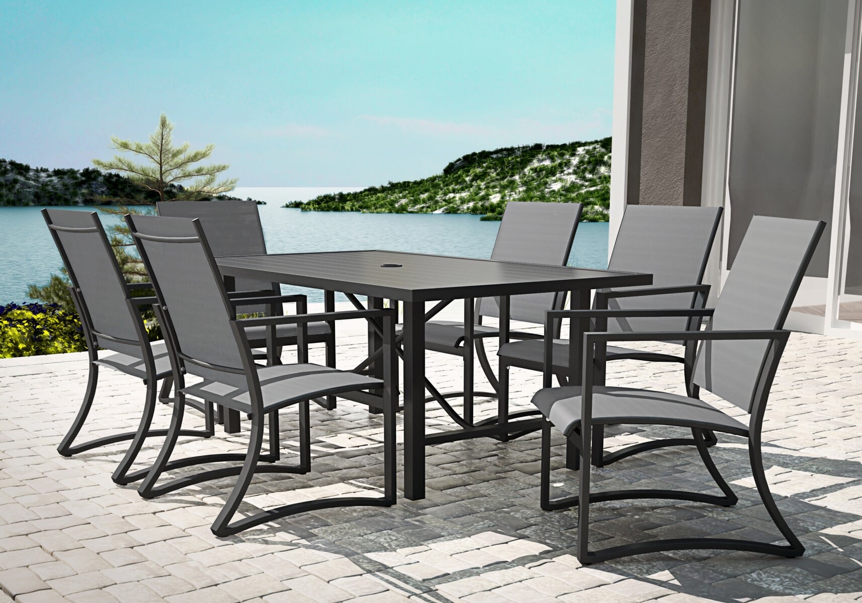 7 piece patio dining set with swivel chairs