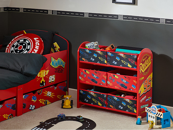 Pixar Cars Lightning McQueen Storage Unit with 6 Boxes