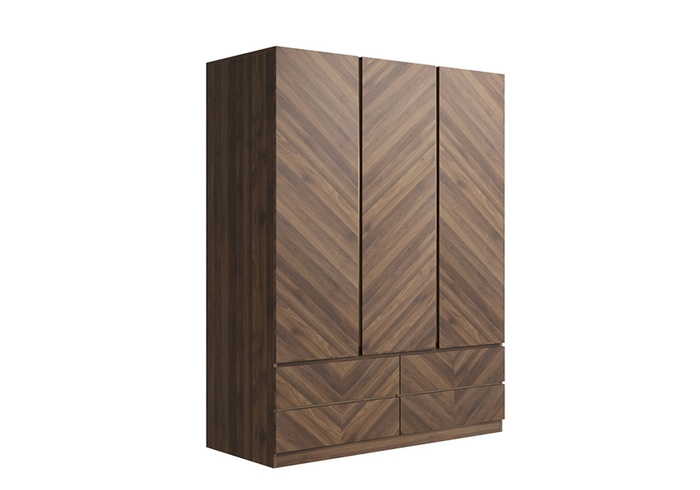 GFW Catania 3 Door 4 Drawer Wardrobe modern style with a herringbone inspired design available in an oak or walnut effect finish