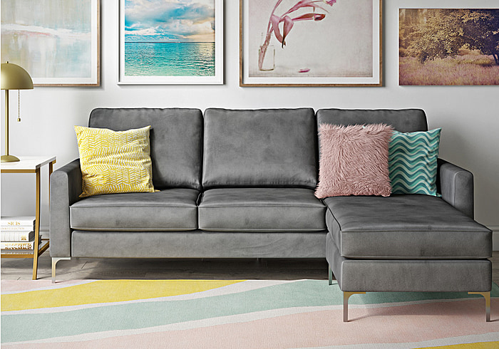 Dorel Chapman Velvet Corner Sofa