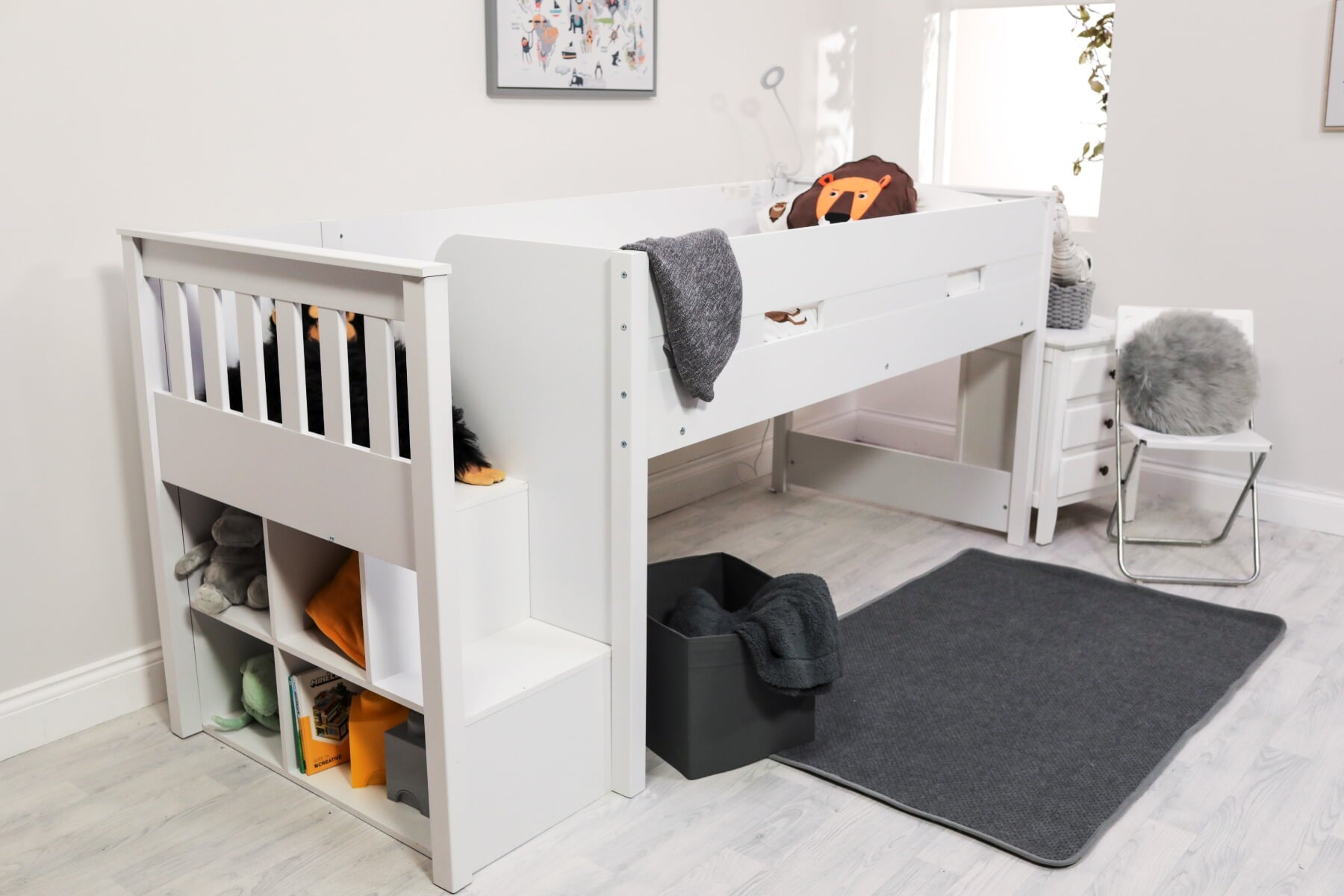 mid sleeper bed with sofa