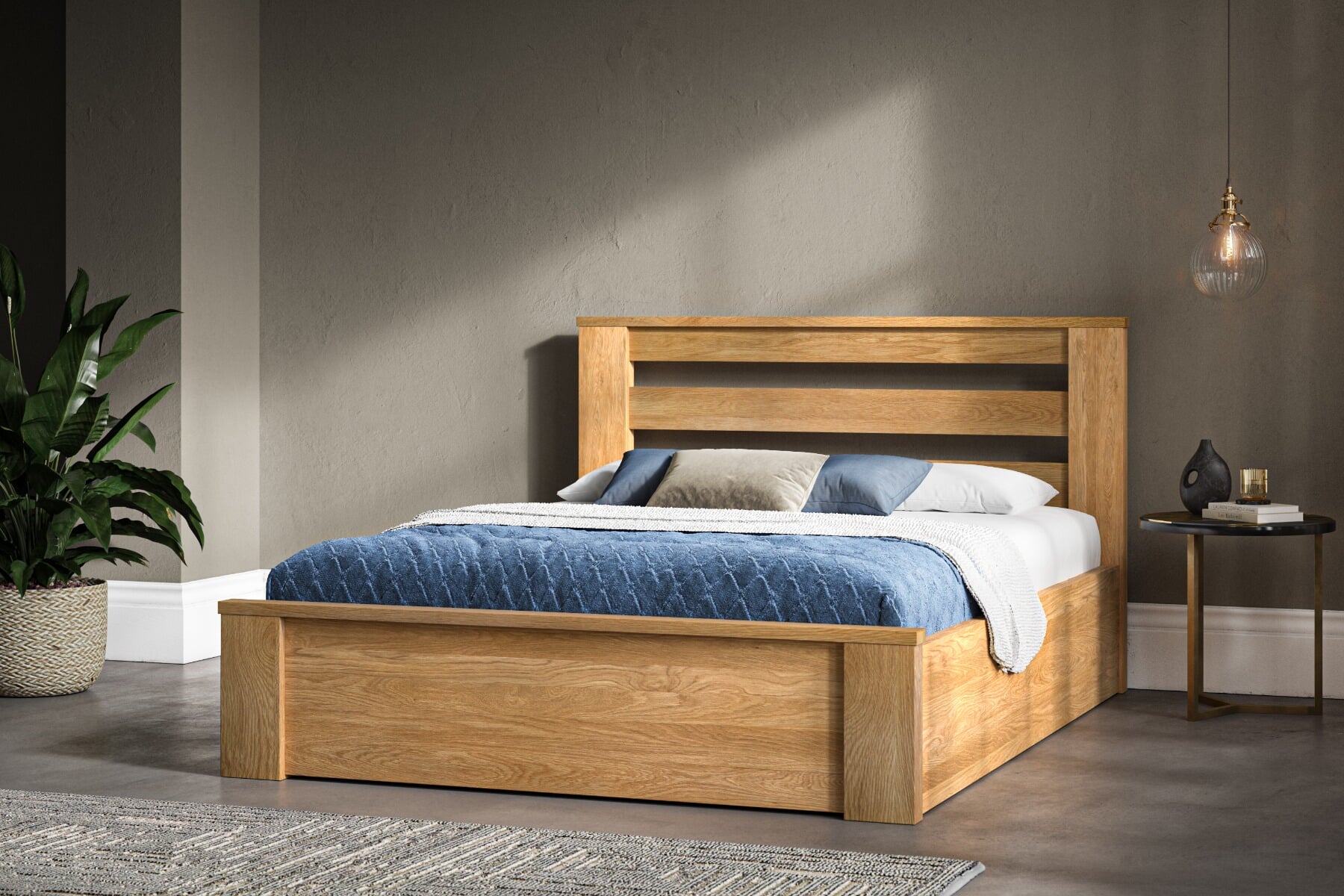 Solid oak deals king bed