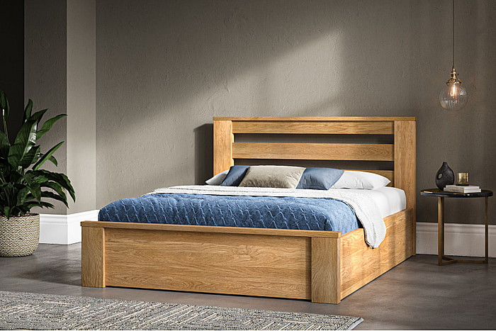 Emporia Beds Charnwood Solid Oak Ottoman closed