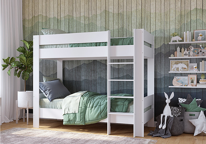 Kidsaw Coast Bunk Bed modern style with clean straight lines and wide panels available in grey and white