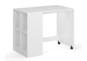 Modern white pull out kids desk with four storage compartments. Shown with the Kidsaw Coast midsleeper.