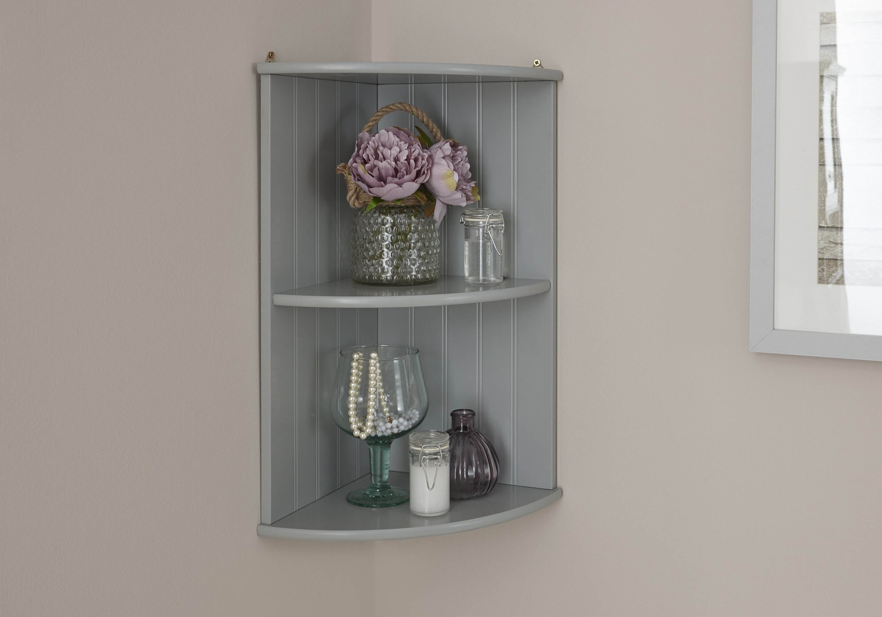 Corner wall store shelf unit