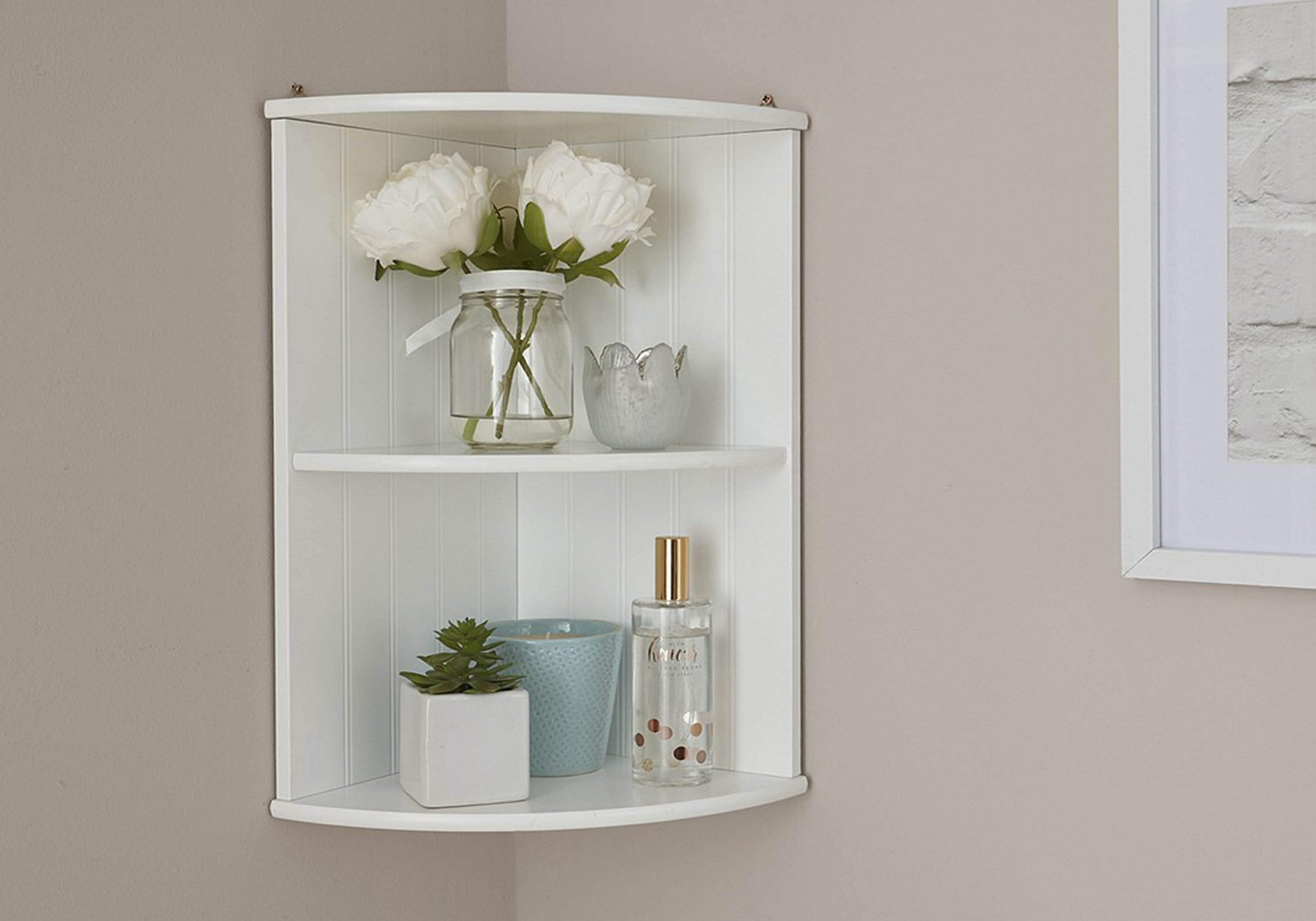 Corner wall top shelf unit bathroom