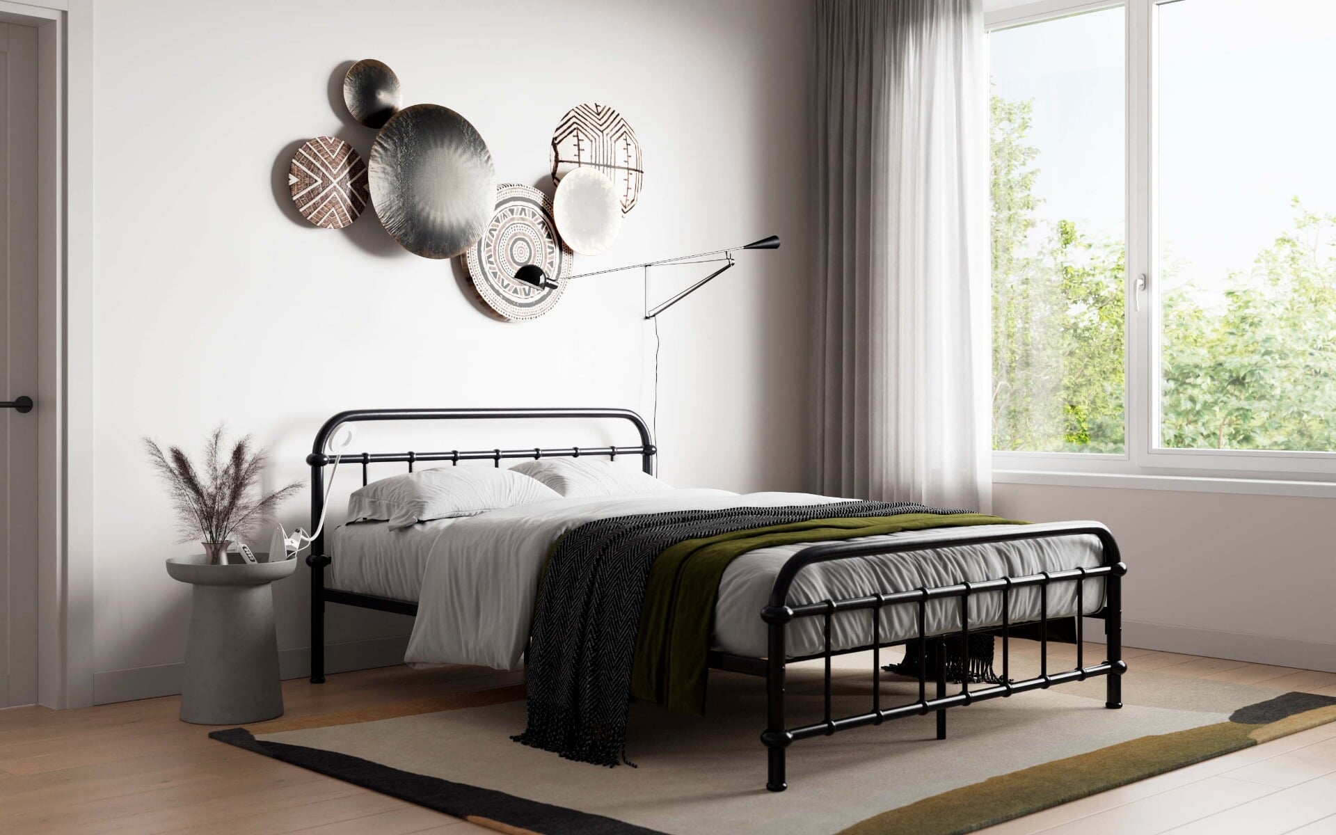 Black metal shop bed frame full